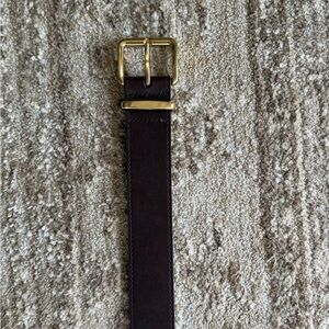 Aritzia Dark Brown Belt with Gold Buckle